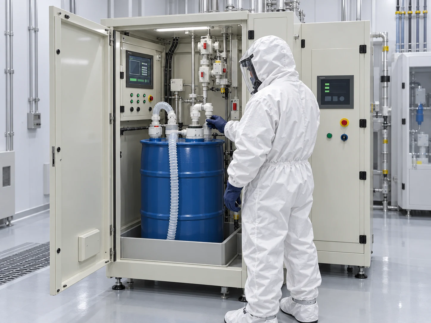 Chemical, Slurry 원액 교체 업무 일러스트